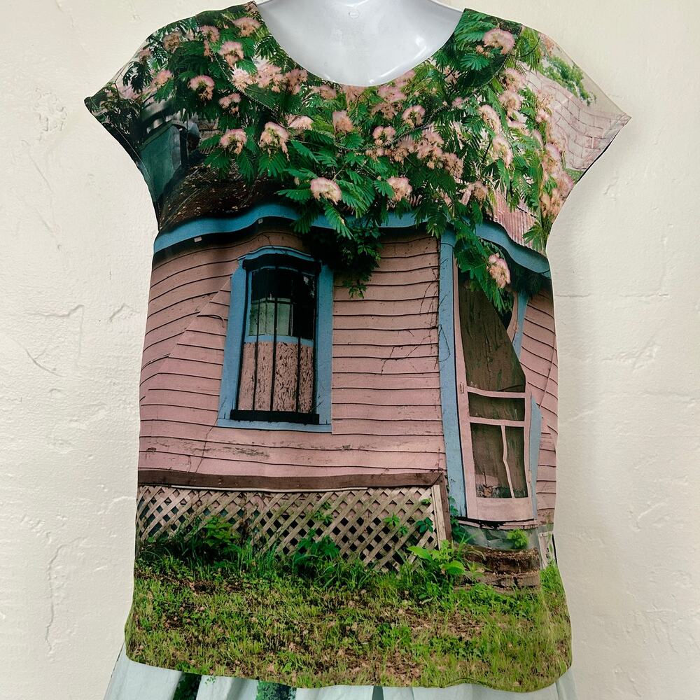 Anthropologie Sarah Ball Photography 100% Silk Top Size 4 Summer Blouse